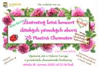Dětské pěvecké sbory BERUŠKY I, II a HLÁSEK, flétnistky, ukulelistky a kytaristky všechny srdečně zvou na Závěrečný letní koncert
