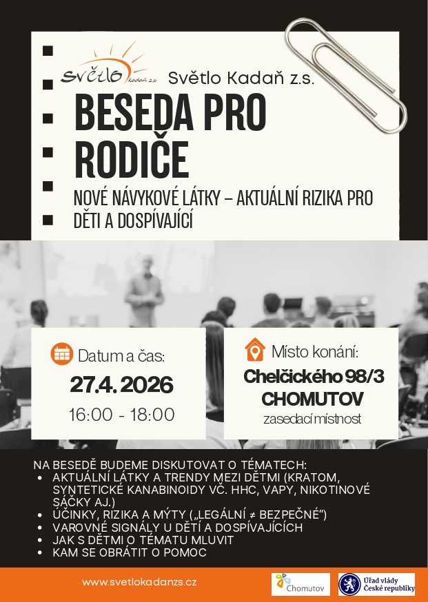 Beseda pro rodiče o&nbsp;nových návykových látkách